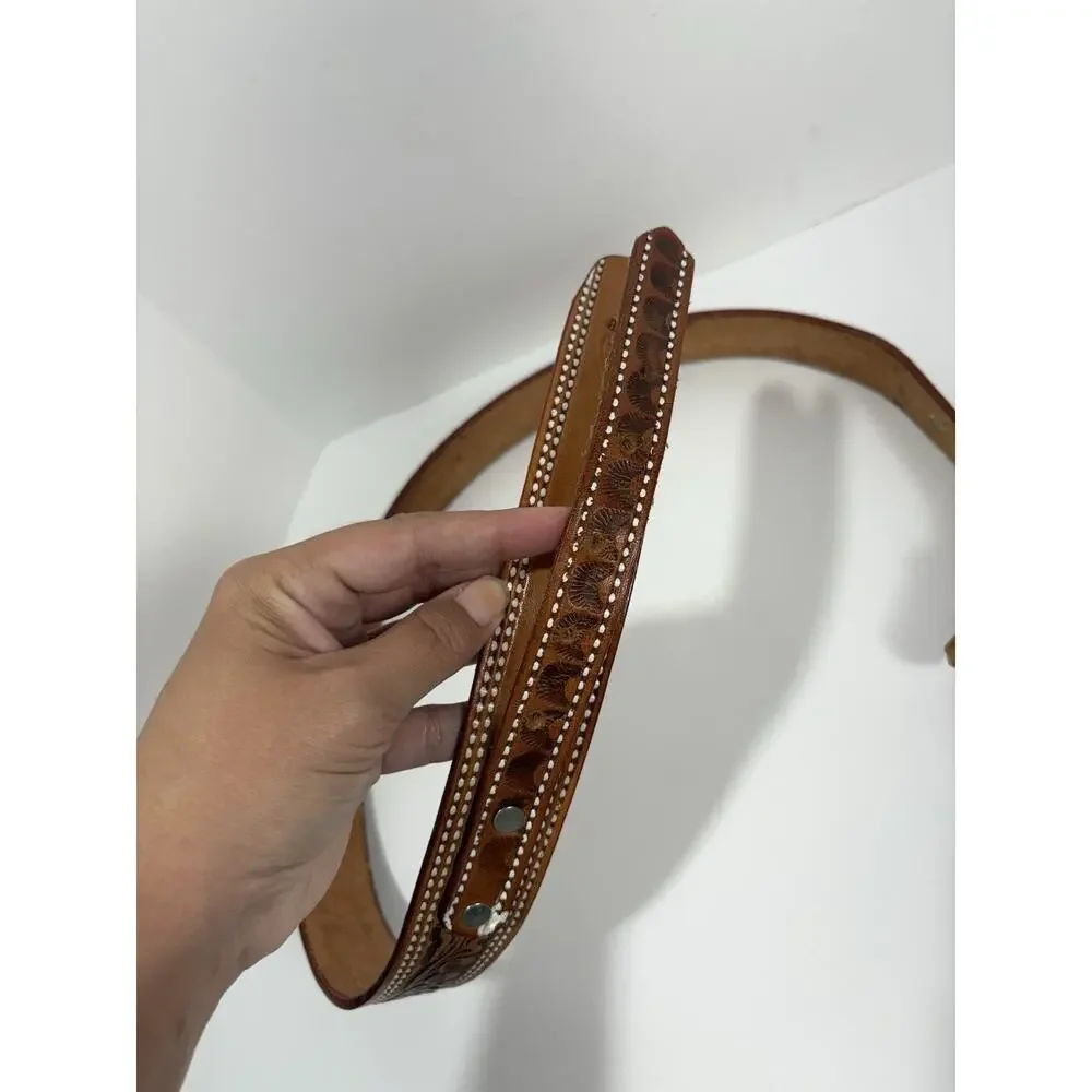 Cintos Belt‎ Western Genuine Leather Calf Hair Brown Mexico Men’s Size 38 Cowboy